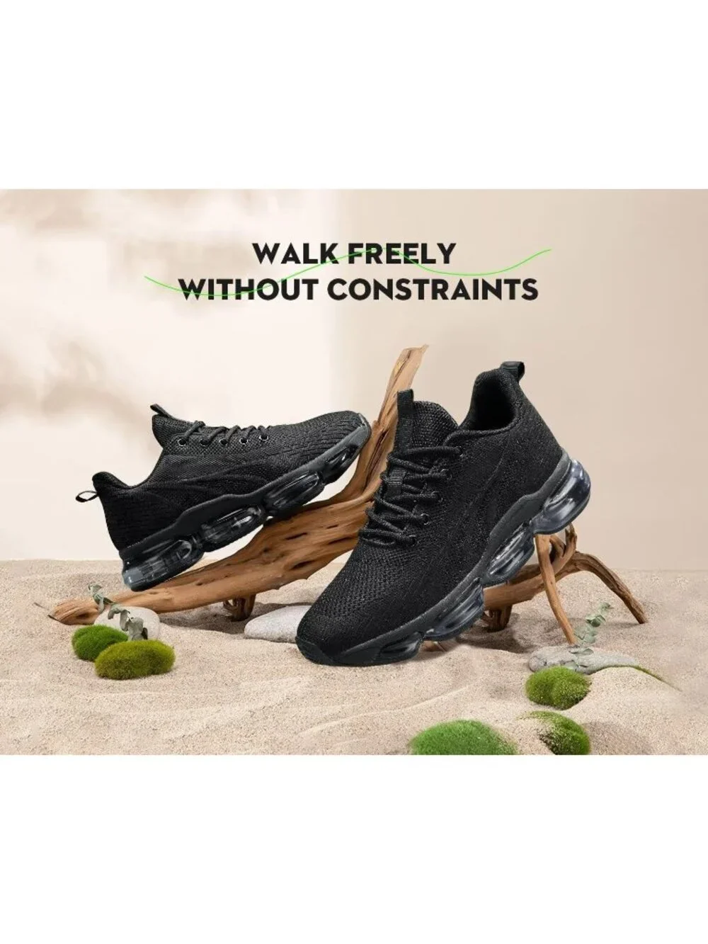 🆕Women's Dark Black Walking Running Shoes Air Cushion Breathable Sneakers